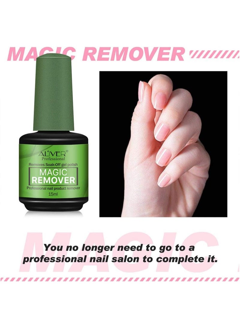 Aliver 5 in 1 Builder Nail Gel For LED & UV Lamps + Magic Remover Professional Nail Product Remover, In 3 mins Quickly Removes & Builder Gel For Nails Pink Clear Builder Nail Gel