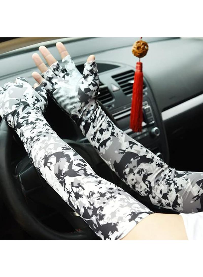 Five Finger Sunscreen Outdoor Riding Driving Anti Slip Cool Feeling Half Finger Ice Silk Sunscreen Gloves