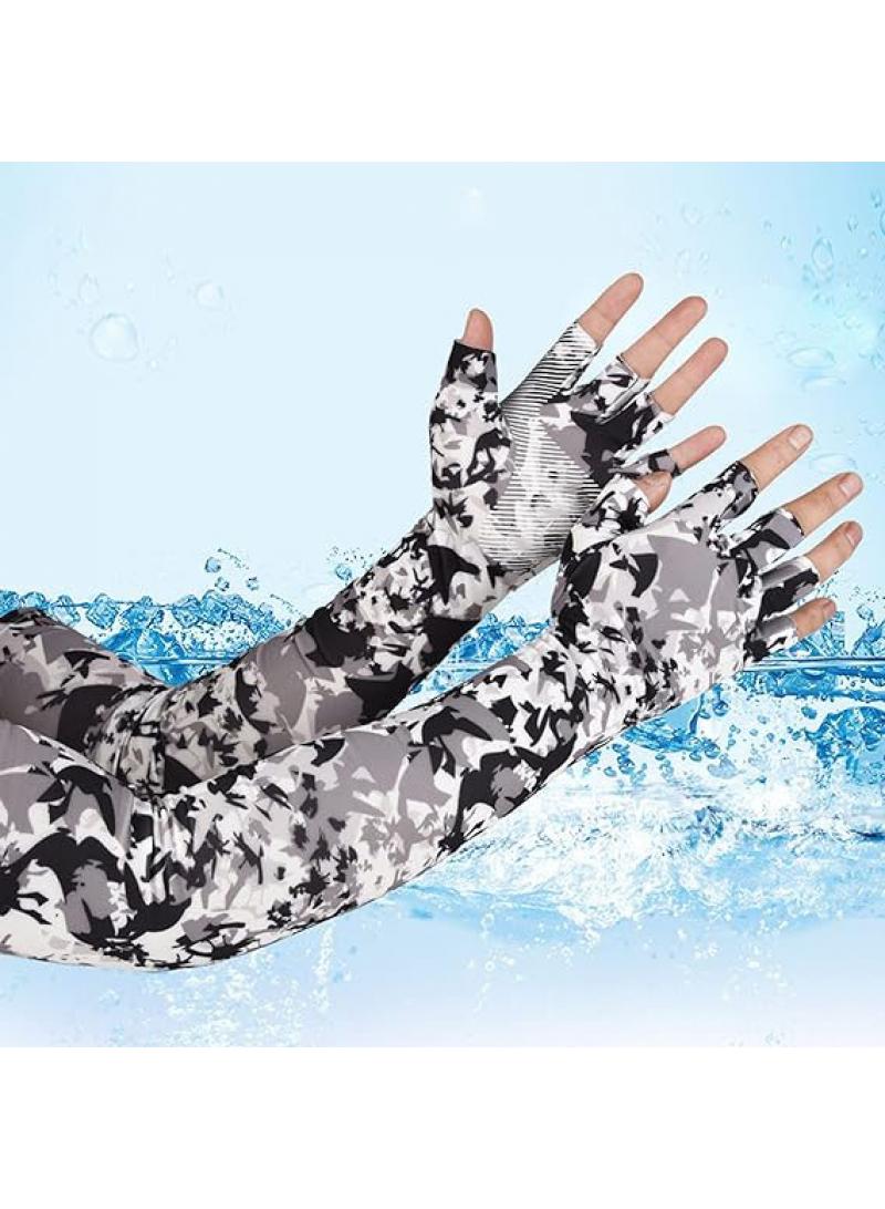 Five Finger Sunscreen Outdoor Riding Driving Anti Slip Cool Feeling Half Finger Ice Silk Sunscreen Gloves