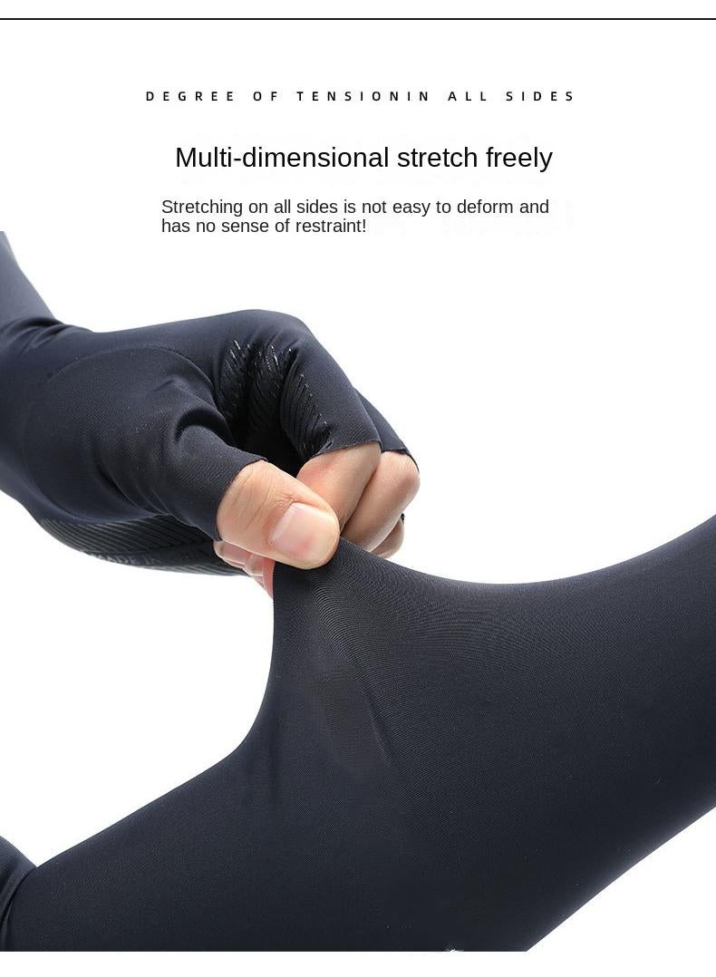 Five Finger Sunscreen Outdoor Riding Driving Anti Slip Cool Feeling Half Finger Ice Silk Sunscreen Gloves