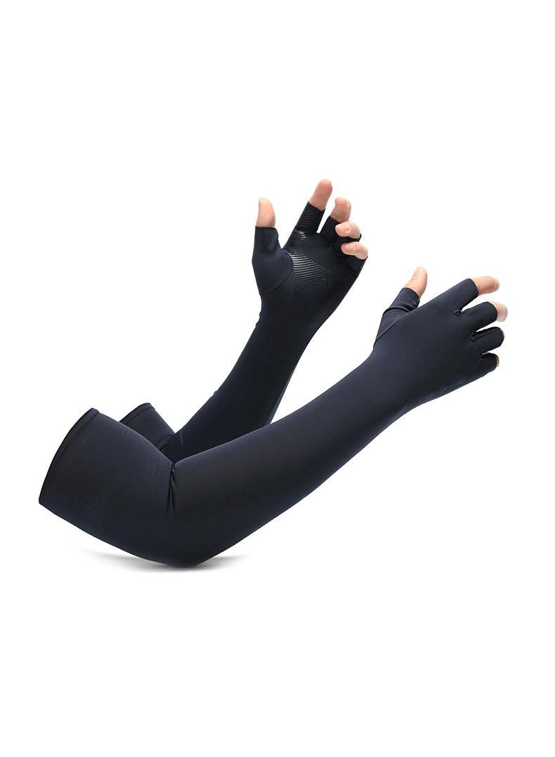 Five Finger Sunscreen Outdoor Riding Driving Anti Slip Cool Feeling Half Finger Ice Silk Sunscreen Gloves