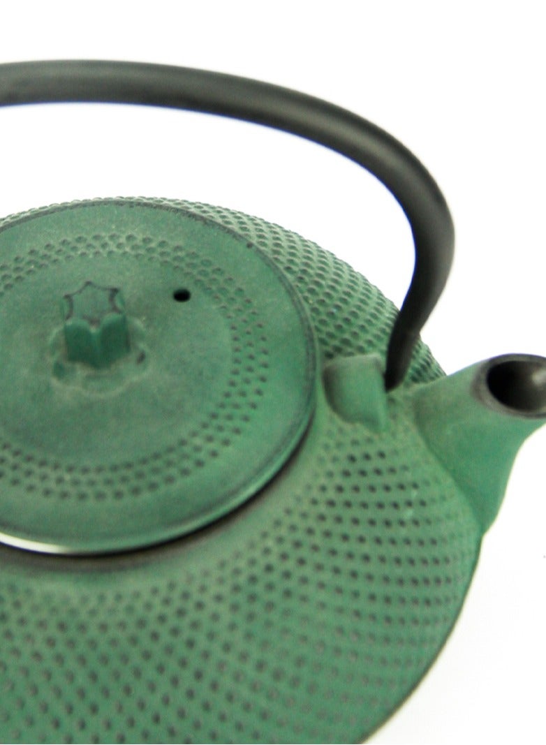 Durable Coated with Enamel Interior Cast Iron Teapot with Stainless Steel Infuser for Brewing Loose Tea Leaf 1.4 Dark Green