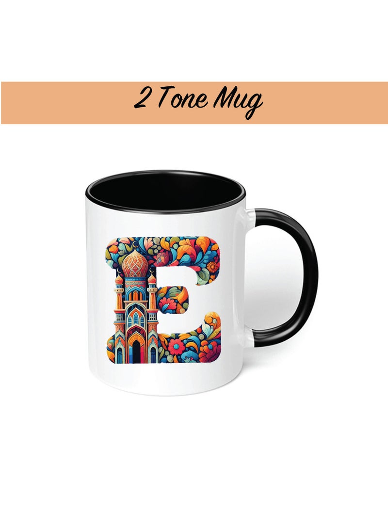 Pack of 3 Initial Monogram Gift Set - Black Coffee Mug, Cosmetic Bag and Cotton Tote bag Set - Gift Set for Her - Perfect for Ramadan, School, Travel and Birthday Gift