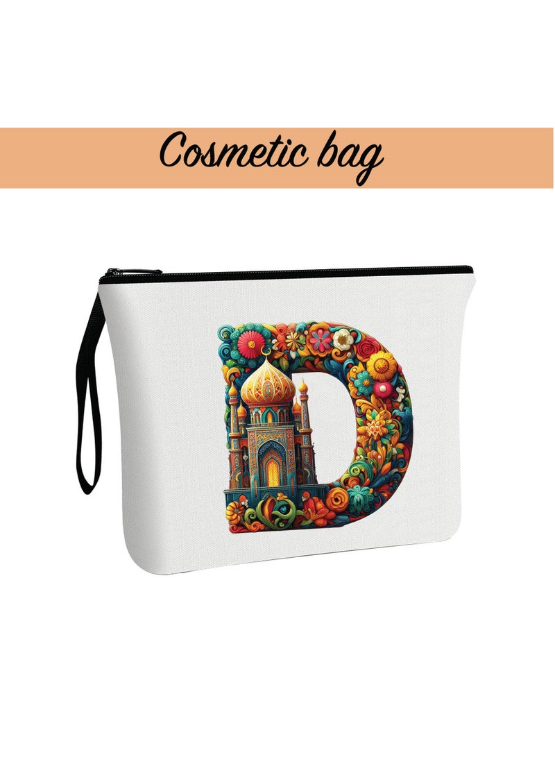 Pack of 3 Initial Monogram Gift Set - Black Coffee Mug, Cosmetic Bag and Cotton Tote bag Set - Gift Set for Her - Perfect for Ramadan, School, Travel and Birthday Gift