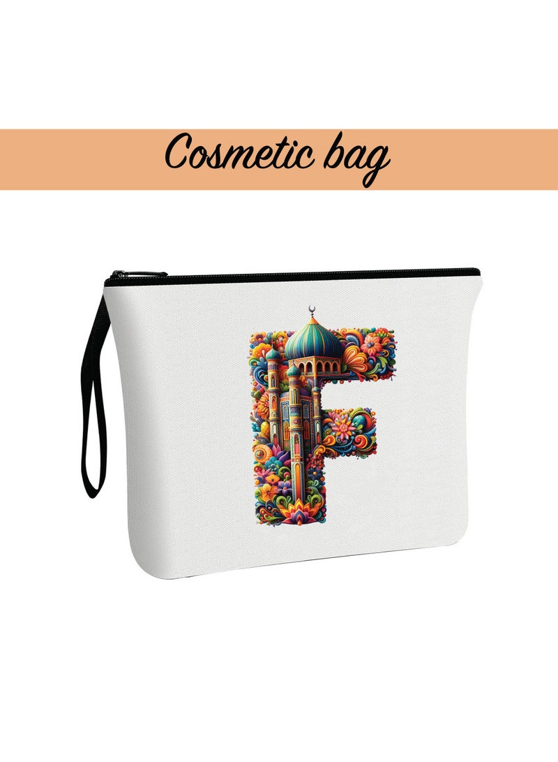 Pack of 3 Initial Monogram Gift Set - Black Coffee Mug, Cosmetic Bag and Cotton Tote bag Set - Gift Set for Her - Perfect for Ramadan, School, Travel and Birthday Gift