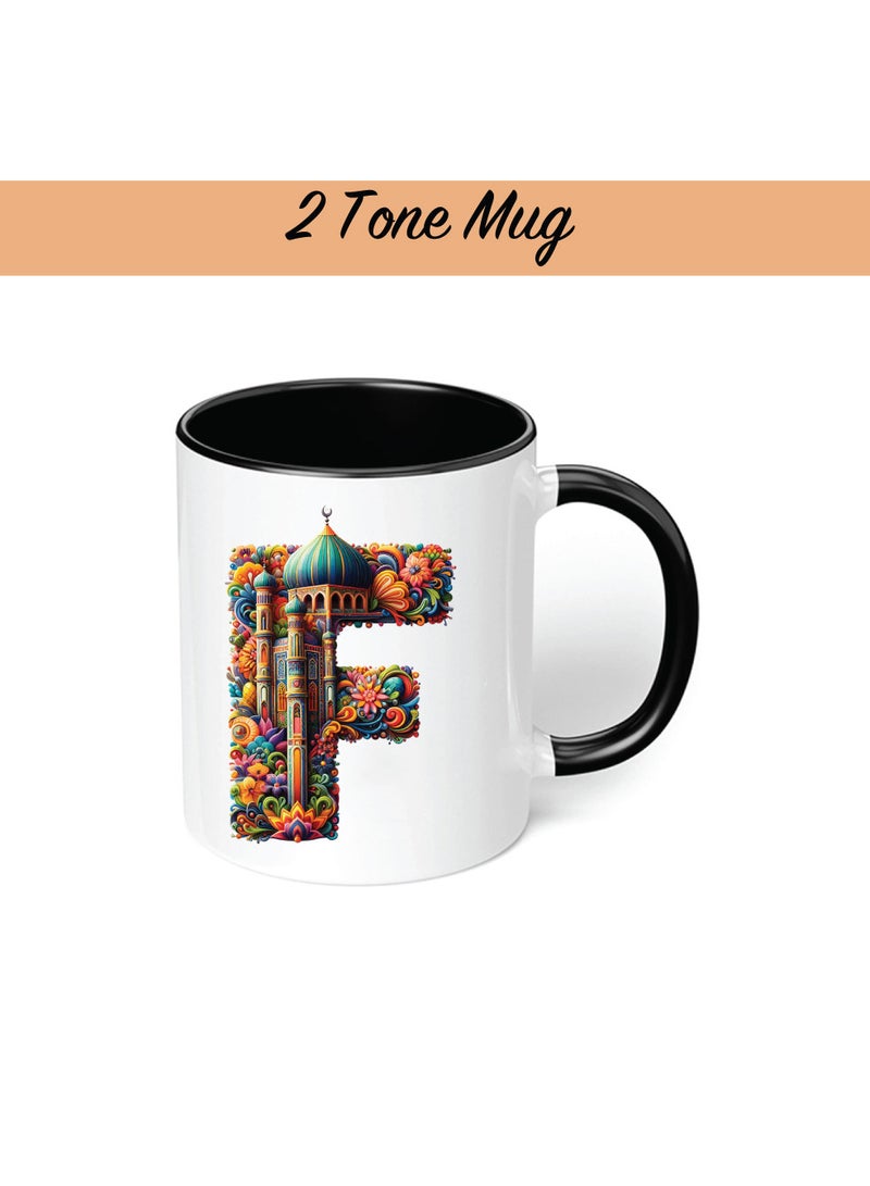Pack of 3 Initial Monogram Gift Set - Black Coffee Mug, Cosmetic Bag and Cotton Tote bag Set - Gift Set for Her - Perfect for Ramadan, School, Travel and Birthday Gift