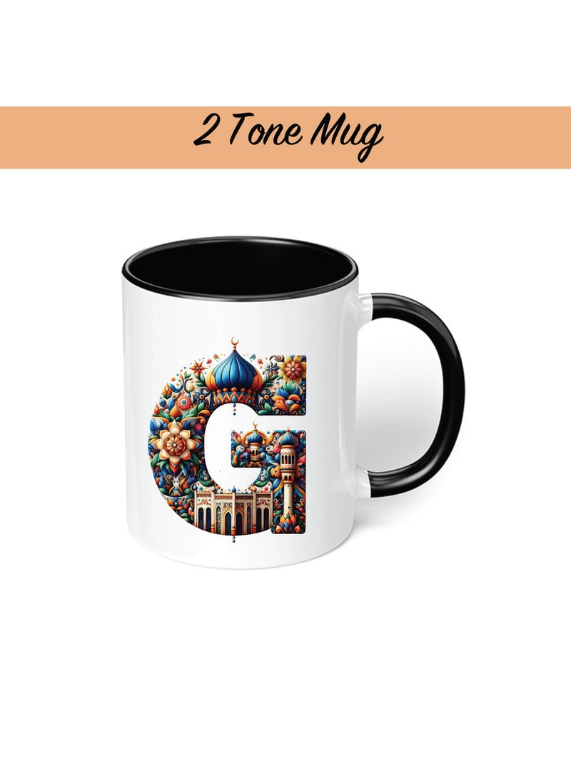 Pack of 3 Initial Monogram Gift Set - Black Coffee Mug, Cosmetic Bag and Cotton Tote bag Set - Gift Set for Her - Perfect for Ramadan, School, Travel and Birthday Gift