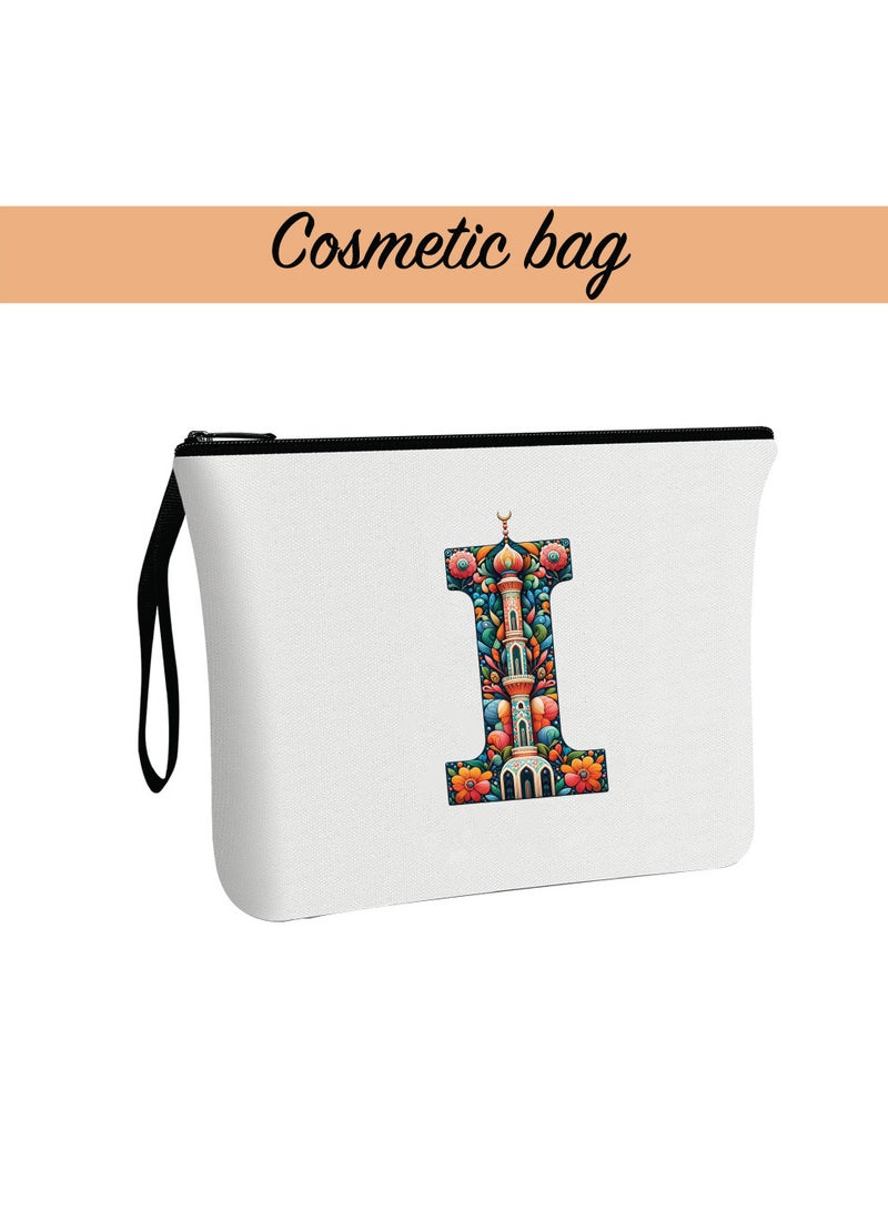 Pack of 3 Initial Monogram Gift Set - Black Coffee Mug, Cosmetic Bag and Cotton Tote bag Set - Gift Set for Her - Perfect for Ramadan, School, Travel and Birthday Gift