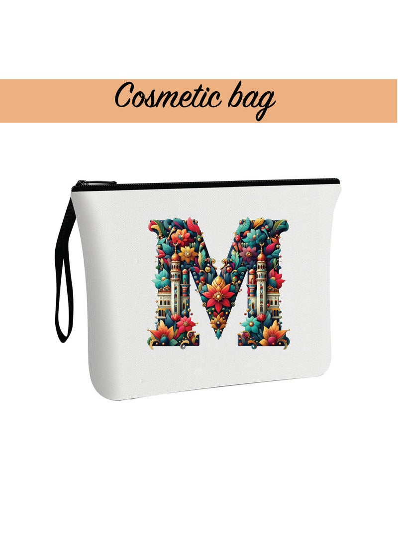 Pack of 3 Initial Monogram Gift Set - Black Coffee Mug, Cosmetic Bag and Cotton Tote bag Set - Gift Set for Her - Perfect for Ramadan, School, Travel and Birthday Gift