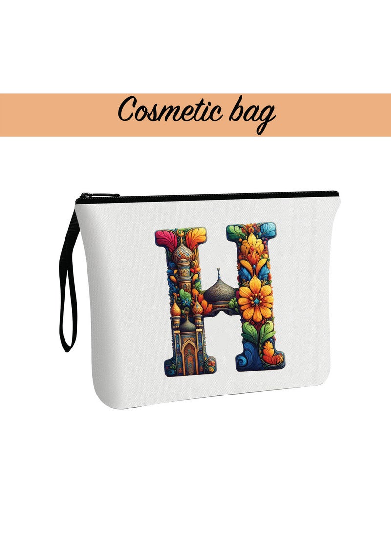 Pack of 3 Initial Monogram Gift Set - Black Coffee Mug, Cosmetic Bag and Cotton Tote bag Set - Gift Set for Her - Perfect for Ramadan, School, Travel and Birthday Gift
