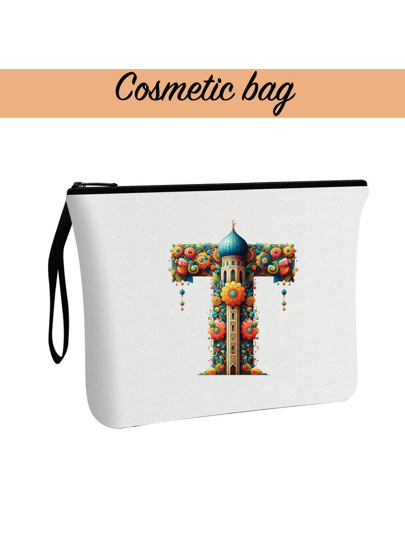 Pack of 3 Initial Monogram Gift Set - Black Coffee Mug, Cosmetic Bag and Cotton Tote bag Set - Gift Set for Her - Perfect for Ramadan, School, Travel and Birthday Gift