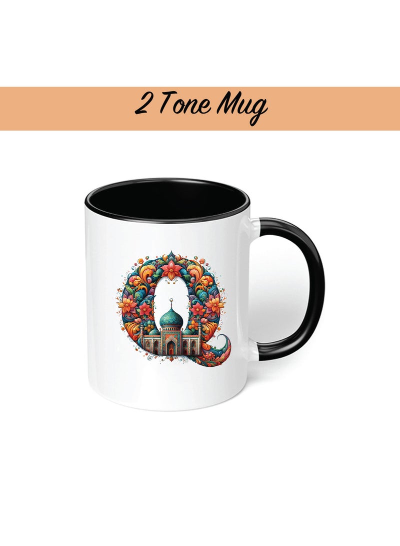 Pack of 3 Initial Monogram Gift Set - Black Coffee Mug, Cosmetic Bag and Cotton Tote bag Set - Gift Set for Her - Perfect for Ramadan, School, Travel and Birthday Gift