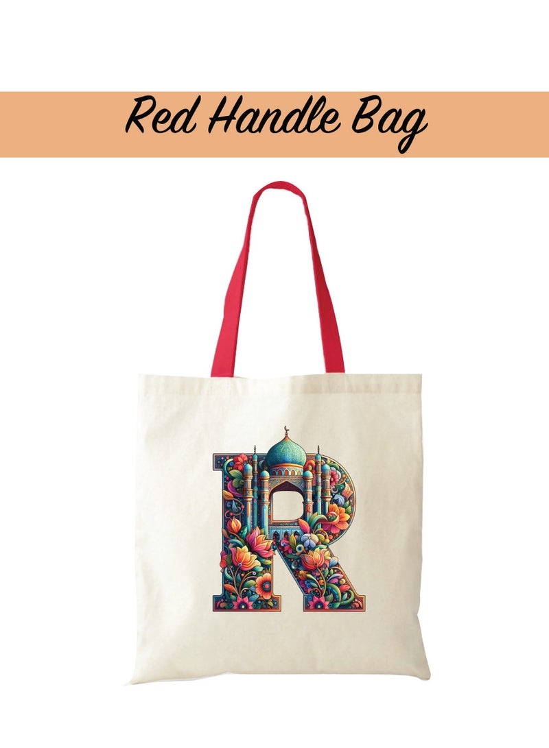 Pack of 3 Initial Monogram Gift Set - Black Coffee Mug, Cosmetic Bag and Cotton Tote bag Set - Gift Set for Her - Perfect for Ramadan, School, Travel and Birthday Gift