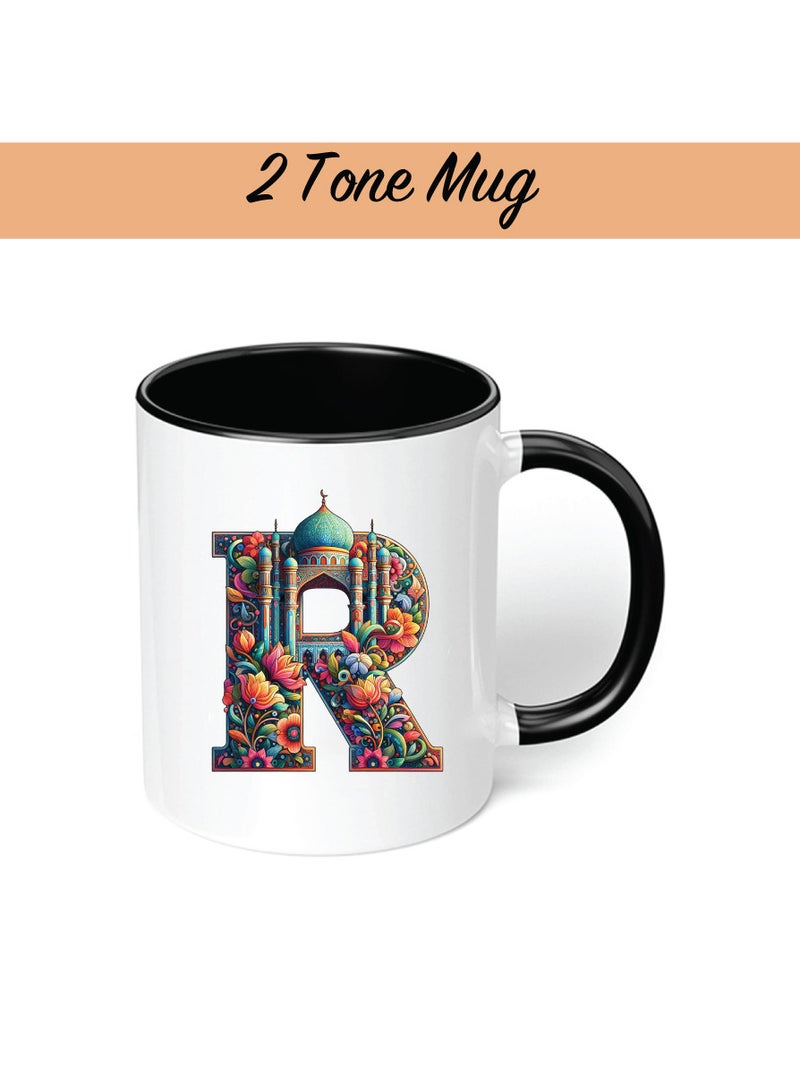 Pack of 3 Initial Monogram Gift Set - Black Coffee Mug, Cosmetic Bag and Cotton Tote bag Set - Gift Set for Her - Perfect for Ramadan, School, Travel and Birthday Gift