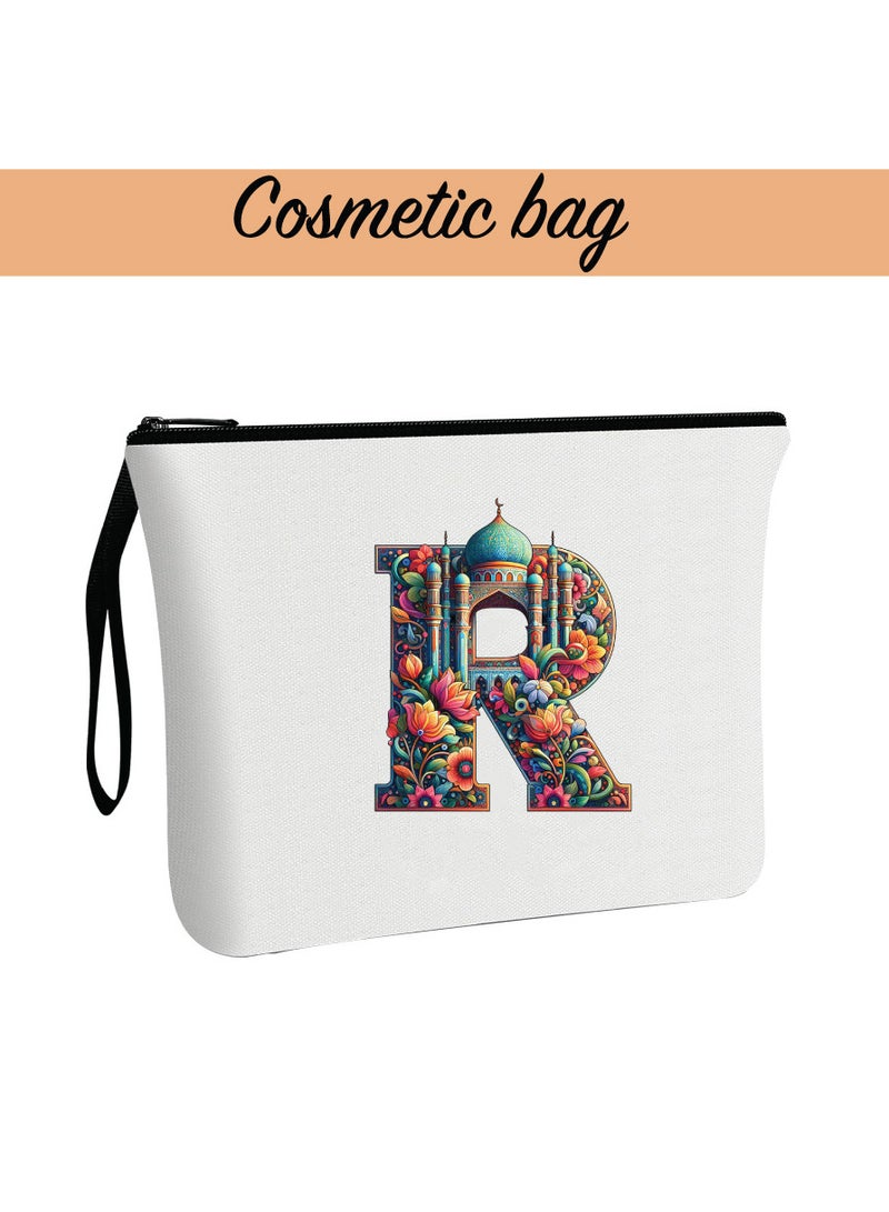 Pack of 3 Initial Monogram Gift Set - Black Coffee Mug, Cosmetic Bag and Cotton Tote bag Set - Gift Set for Her - Perfect for Ramadan, School, Travel and Birthday Gift