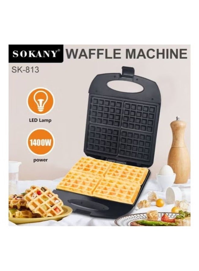 Sokany Waffle Maker Multifunctional Electric Mini Waffle BBQ Grilling Machine, Cool Touch Handle, Electric Waffle Maker Compact and Easy to Clean, for Kitchen (SK-813)