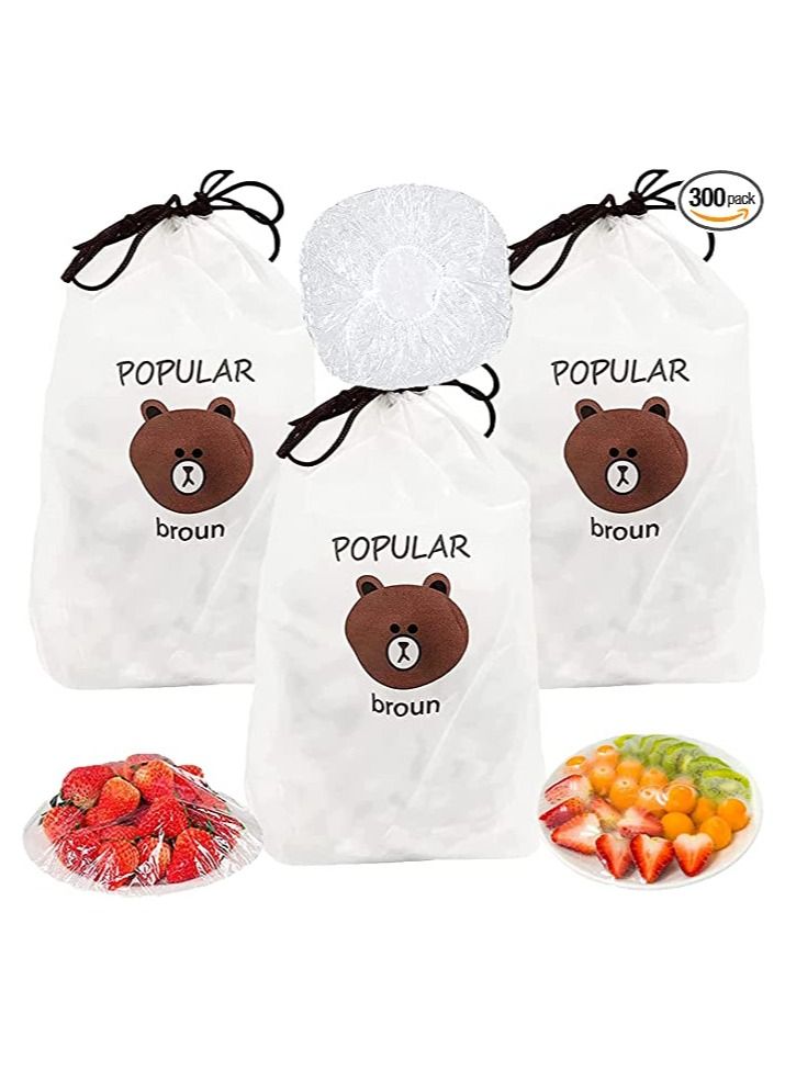300 Pcs Disposable Elastic Food Storage Covers Fresh Keeping Bags Plastic Sealing Bags And Cover Universal Kitchen Wrap Seal Caps