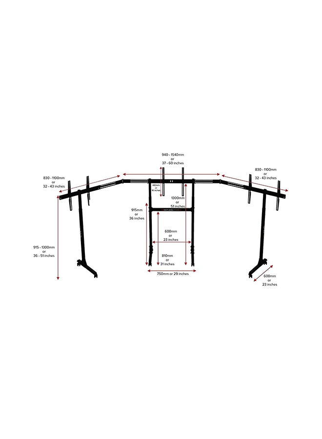 Next Level NLR-A010 Free Standing Triple Monitor Stand