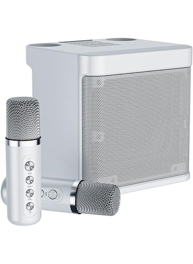 MYK YS-203 Professional Portable 100W Dual Microphone Bluetooth Smart Speaker External Karaoke Equipment Silver