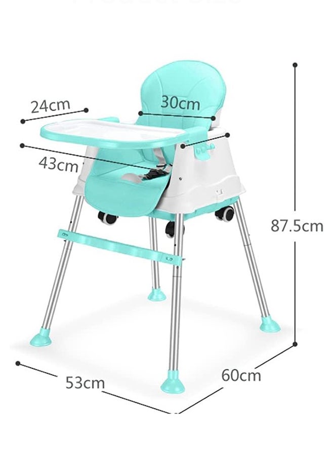 3 in 1 Convertible High Chair For Kids With Adjustable Height And Footrest,Tray, Wheels, Safety Belt And Cushion For 6 Months to 3 Years