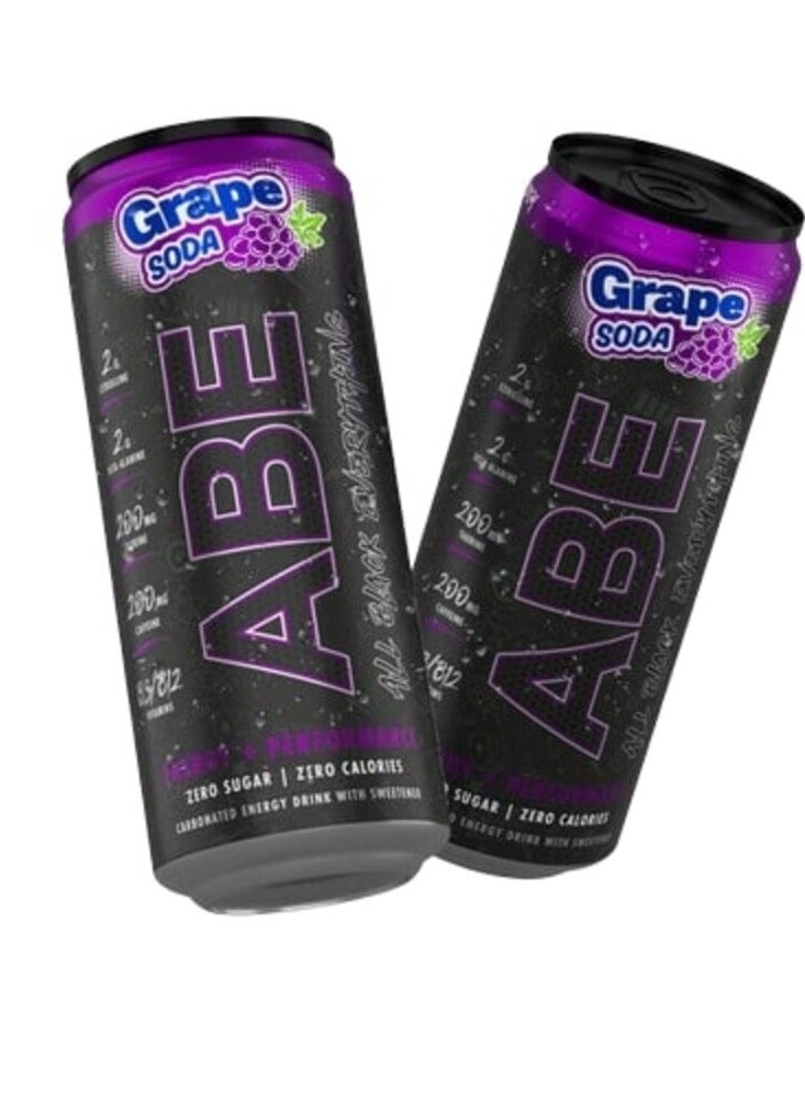 Applied Nutrition ABE Carbonated Energy Drink American Grape Soda Flavor 330m Pack of 12