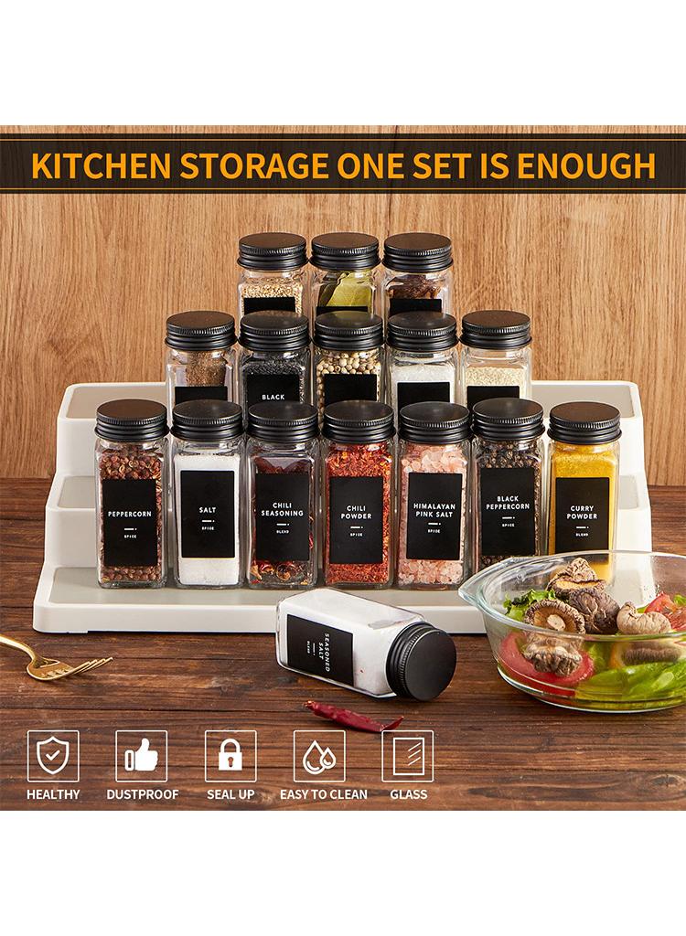 Spice Jars, Seasoning Organizer with Label and Shaker Lid, 24 pcs Empty Glass Spice Container Set