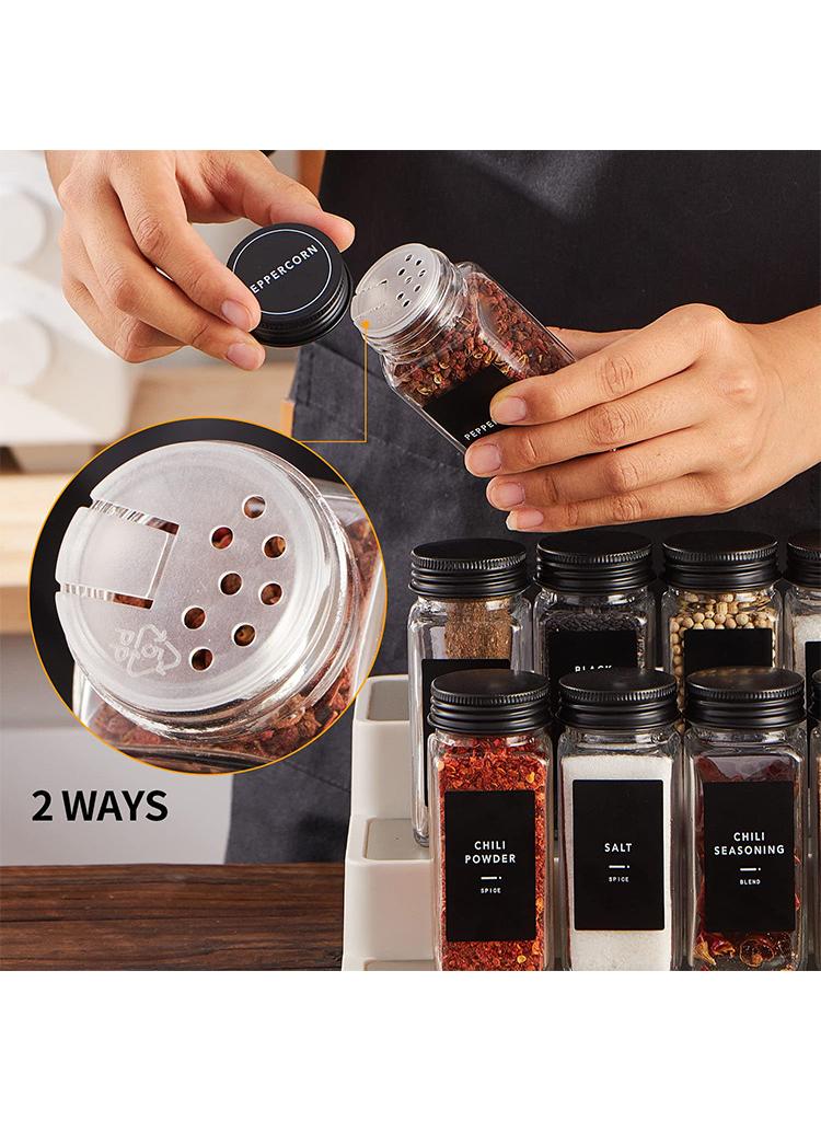 Spice Jars, Seasoning Organizer with Label and Shaker Lid, 24 pcs Empty Glass Spice Container Set