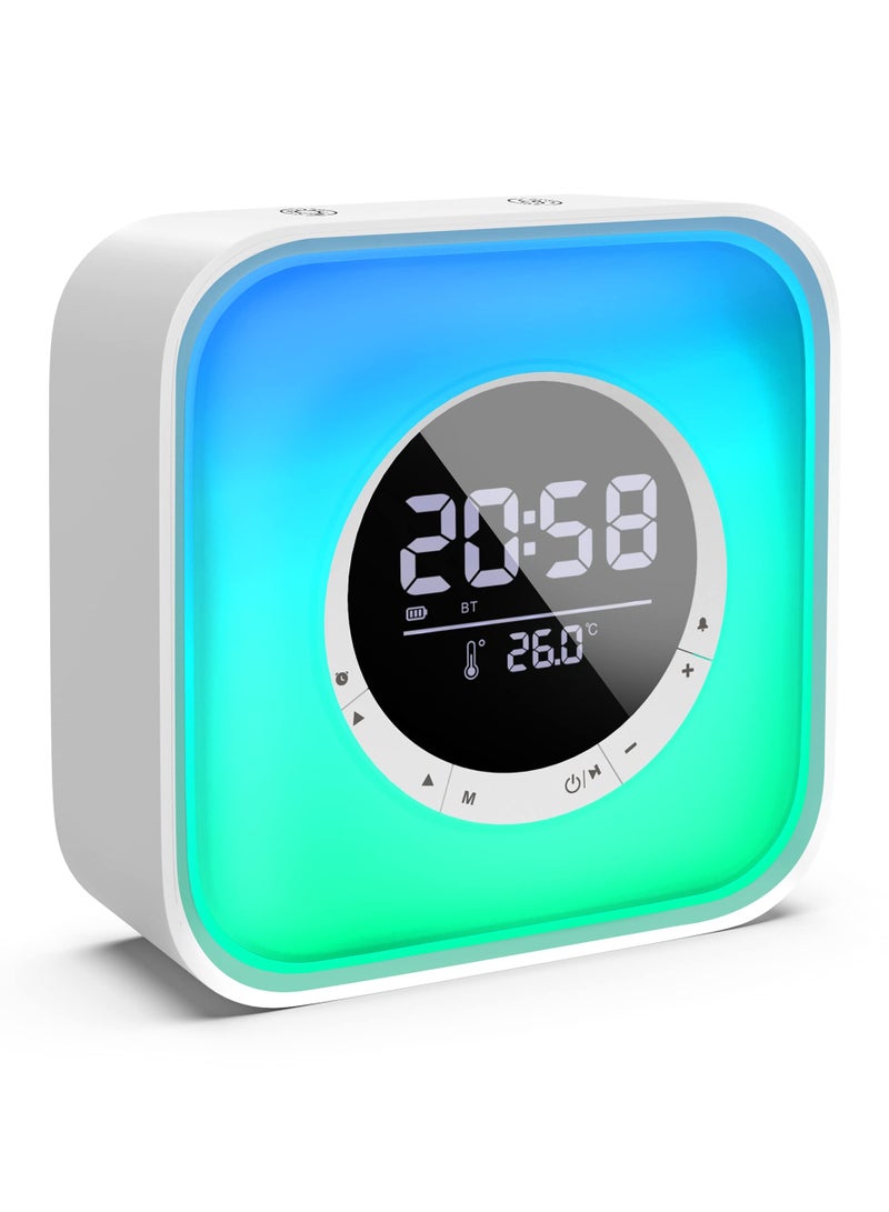 Alarm Clock Teens RGB Colorful Digital Clock Temperature Display  Bluetooth Speaker Night Light LED Lamp with 10 Colors Changing LED Kids Boys Girls Teens Room Bedside Decor