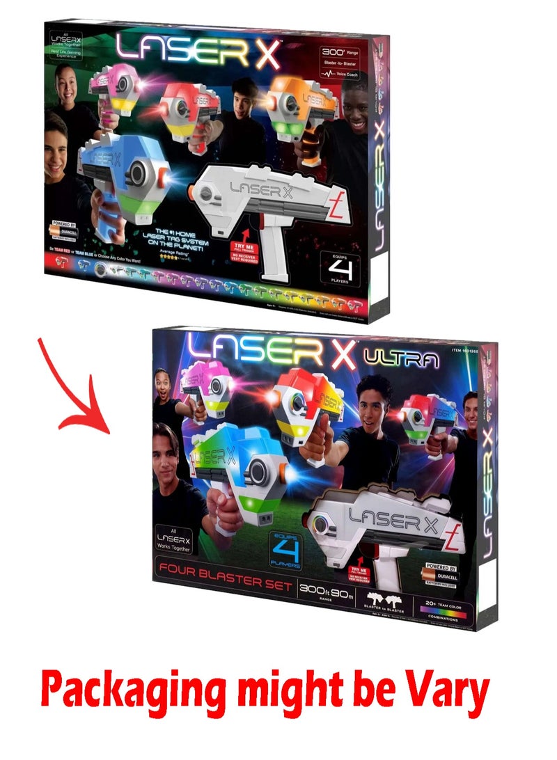 ULTRA 4 Player Blaster Laser Toy Game | range 300 ft / 90m | Batteries Included