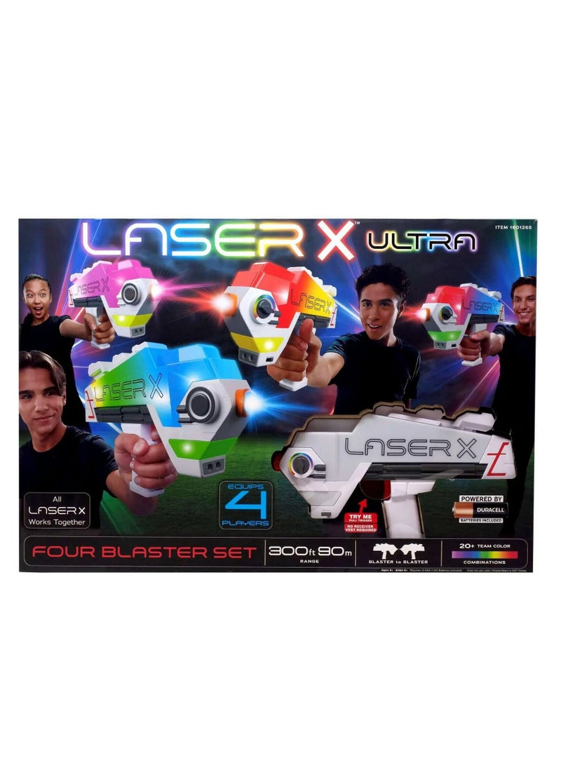 ULTRA 4 Player Blaster Laser Toy Game | range 300 ft / 90m | Batteries Included