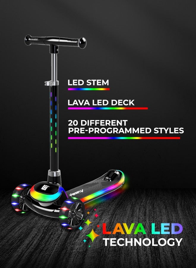 LiT Firefly 3-Wheel Light-Up Scooter with LAVA LED Technology - Featuring Bright LED Lights on Stem, Deck, and Wheels.