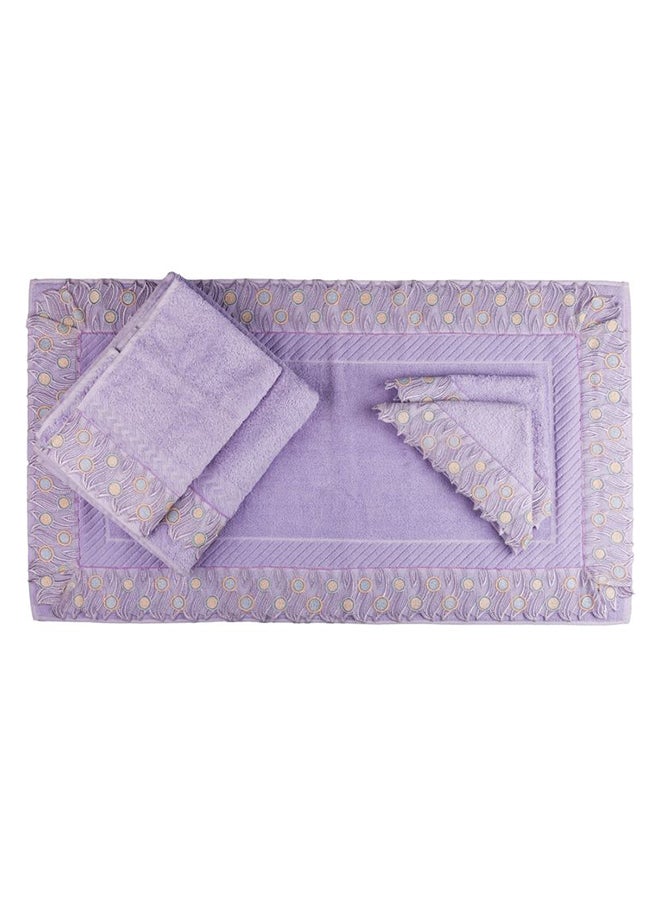 Purpuel  5 Pc Towel Set With Italian  Lace 1Mat 70X50 For The Floor +2 Face 30X30+1 Hand 40X80+1 Bath 60X130 Soft  Excellentabsorbing  Made In Italy Its Good As A Gift As Well