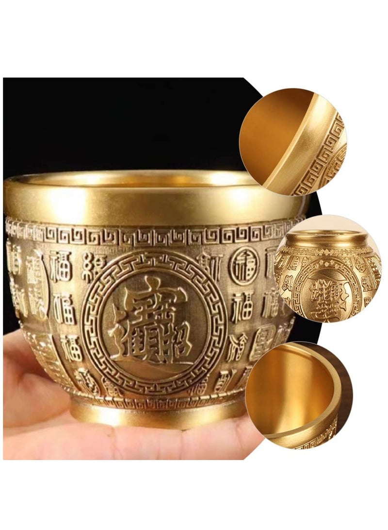 Brass Treasure Bowl, Cornucopia Bowl Treasure Basin Wealth Good Lucky Prosperity Bowl Golden Offering Bowl Money Bowl Home Office Decorations, Housewarming Gifts