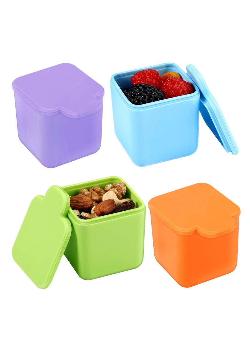 4 Pcs Salad Dressing Container To Go, with Most Bento Lunch Box 4 oz Silicone Salad Dressing Container with Lids Kids Small Snack Condiment Container, for School Lunch Picnic Travel
