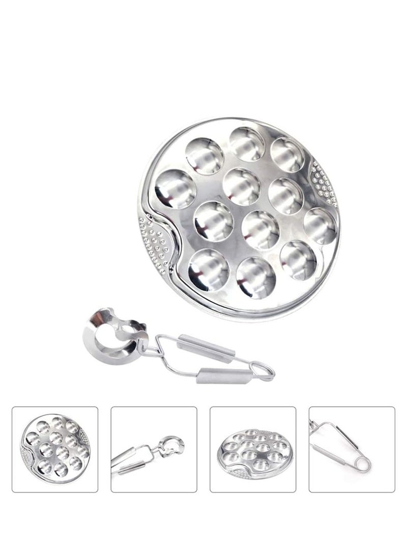 French Escargot Dish 1 Set Baked Snails Barbecue Snail Plate with Clips and Forks Escargot Baking Escargot Clips Escargot Fork Stainless Steel Baking Pans 12 Holes Snail Plate Tool Kit