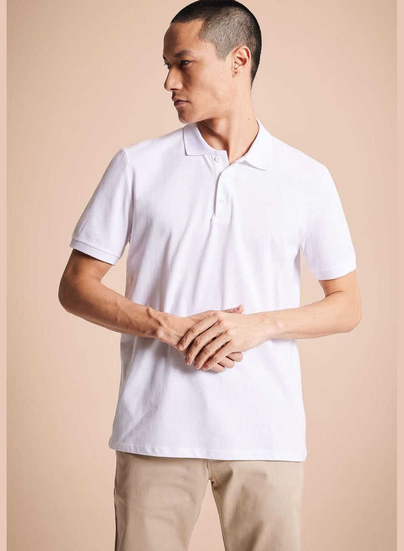 Regular Fit Polo Neck Basic Short Sleeve T-Shirt