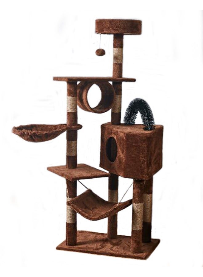 Large Wooden Cat Tree 150CM, Multi-Level Activity Cat Tower Furniture for Cat