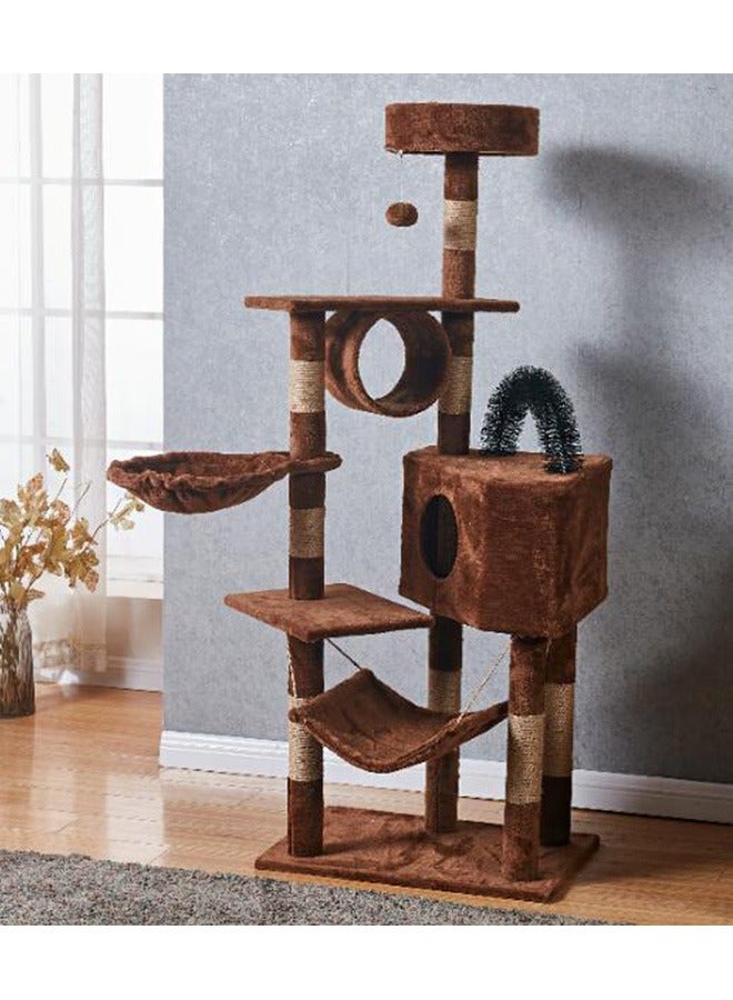 Large Wooden Cat Tree 150CM, Multi-Level Activity Cat Tower Furniture for Cat