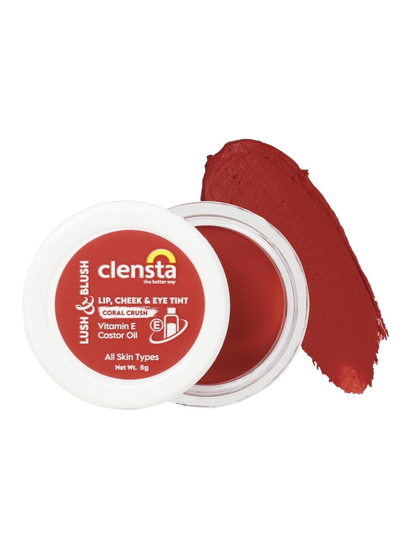Clensta Lip Cheek Tint Coral Crush with Goodness of Vitamin E Castor Oil 5G