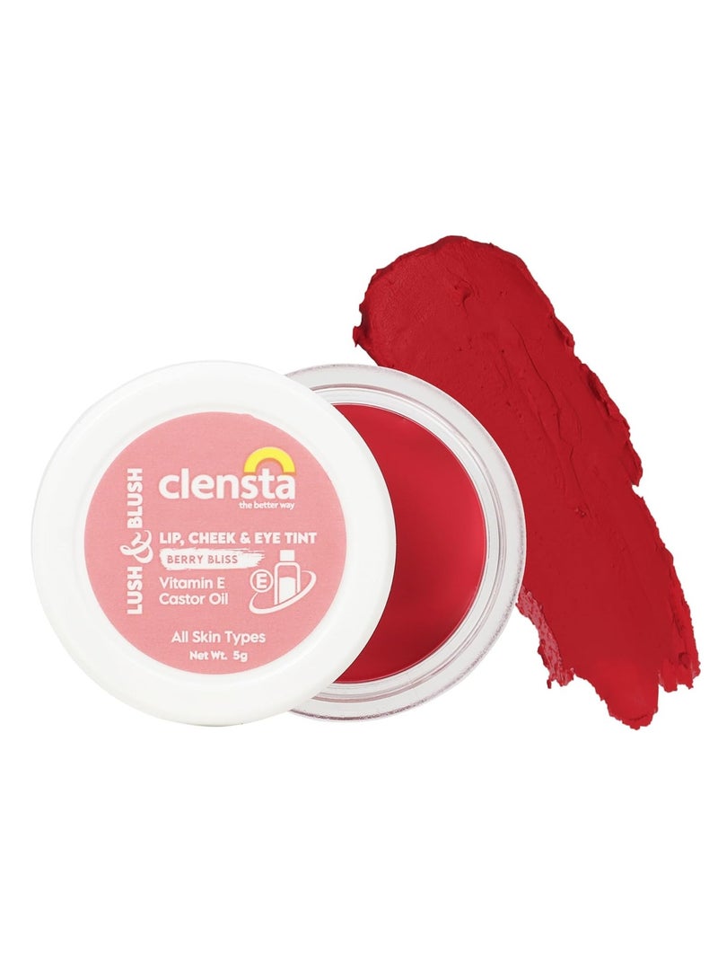 Clensta Lip Cheek Tint Berry Bliss, with Goodness of Vitamin E Castor Oil 5G