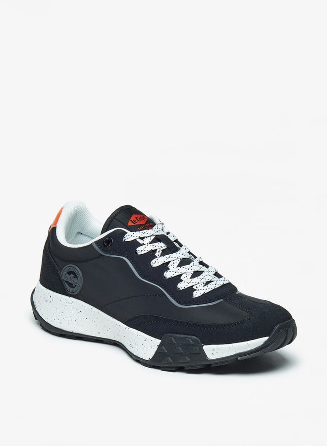 Men's Textured Sports Shoes with Chunky Sole and Lace-Up Closure
