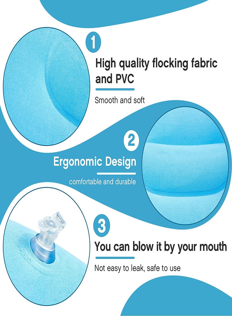 Inflatable Travel Pillow, 4Colors Ultralight Compact Air Pillow Flocked Fabric Backpacking Pillow for Camping Hiking Sleeping Cushion, Home Office Sleeping Neck Head Lumbar Support Airplane Trip