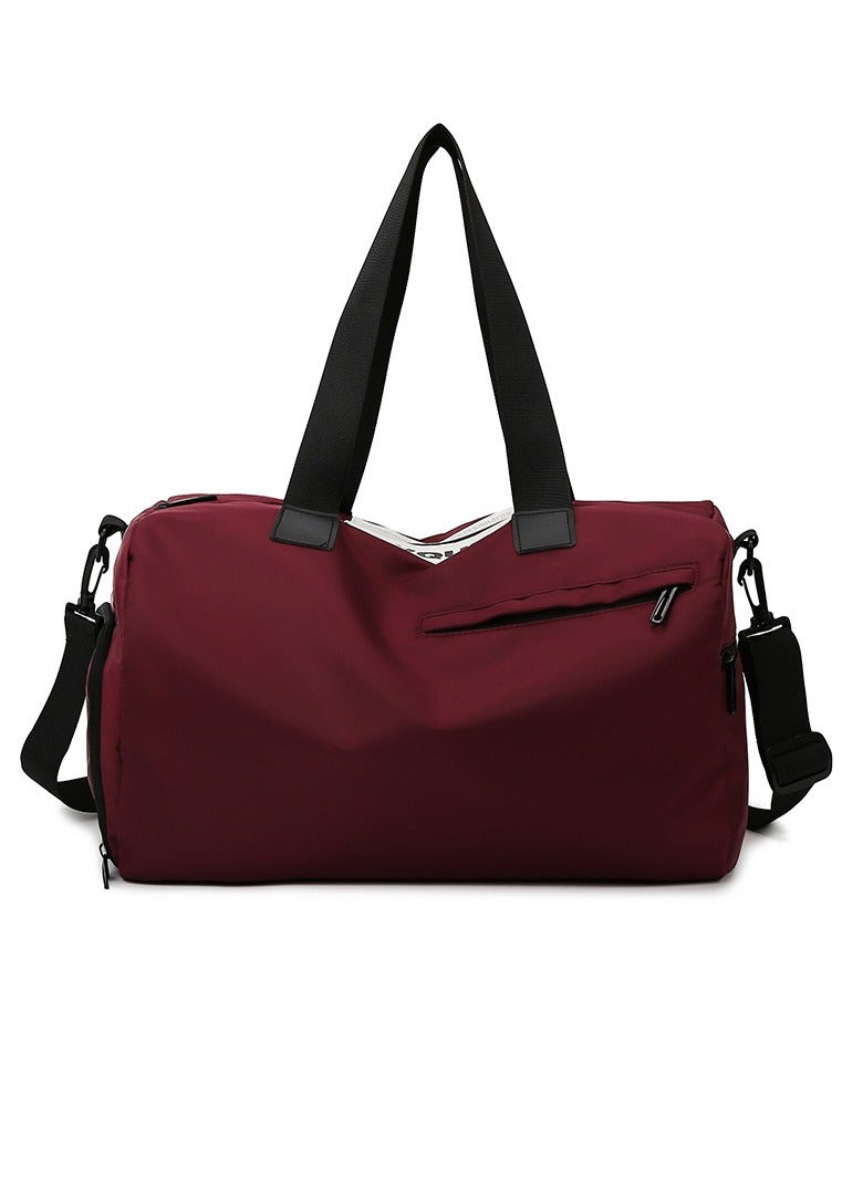 Basics Large Capacity Nylon Luggage Bag Travel Bag Duffel Bag Wine Red/Black