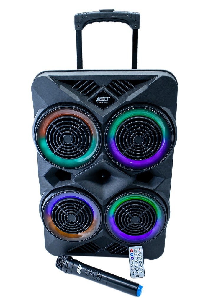 Trolley Speaker 4  Wireless Microphone and Disco Light & Remote | 2700 Watts
