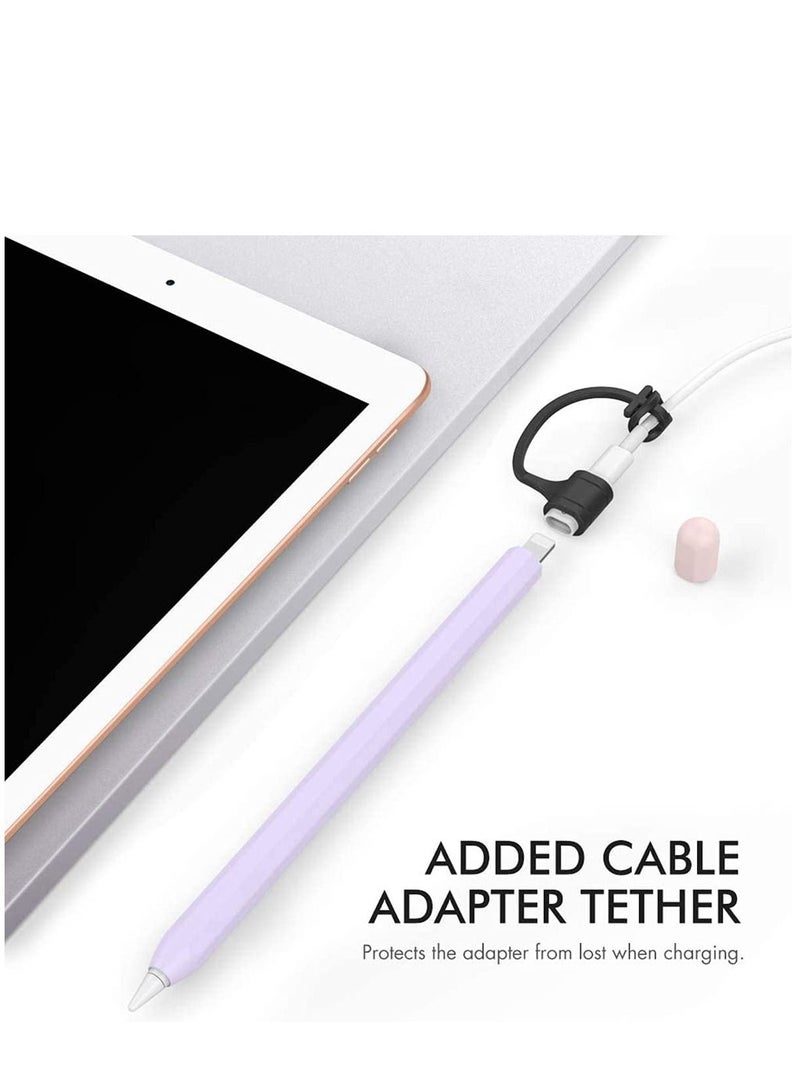 Case Skin Silicone Sleeve Cover Added Cable Adapter Tether Kit Compatible for Apple Pencil 1st Generation