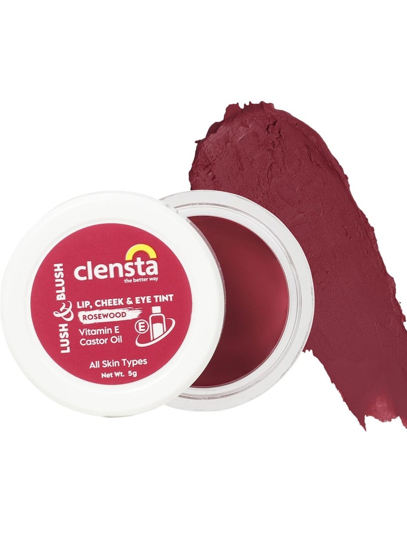 Clensta Lip Cheek Tint Rosewood with Goodness of Vitamin E Castor Oil 5G