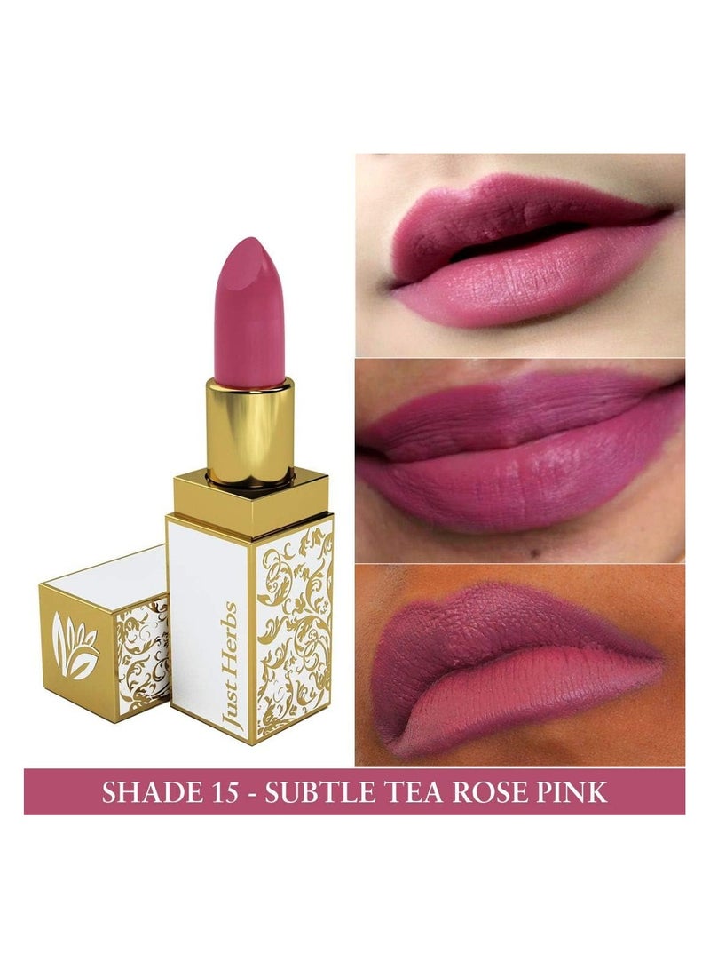 Just Herbs Herb Enriched Ayurvedic Lipstick (Subtle Tea Rose Pink, Shade No. 15)