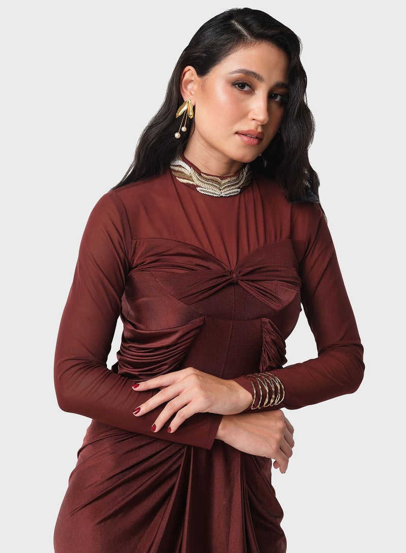 Embroidered Neck Dress