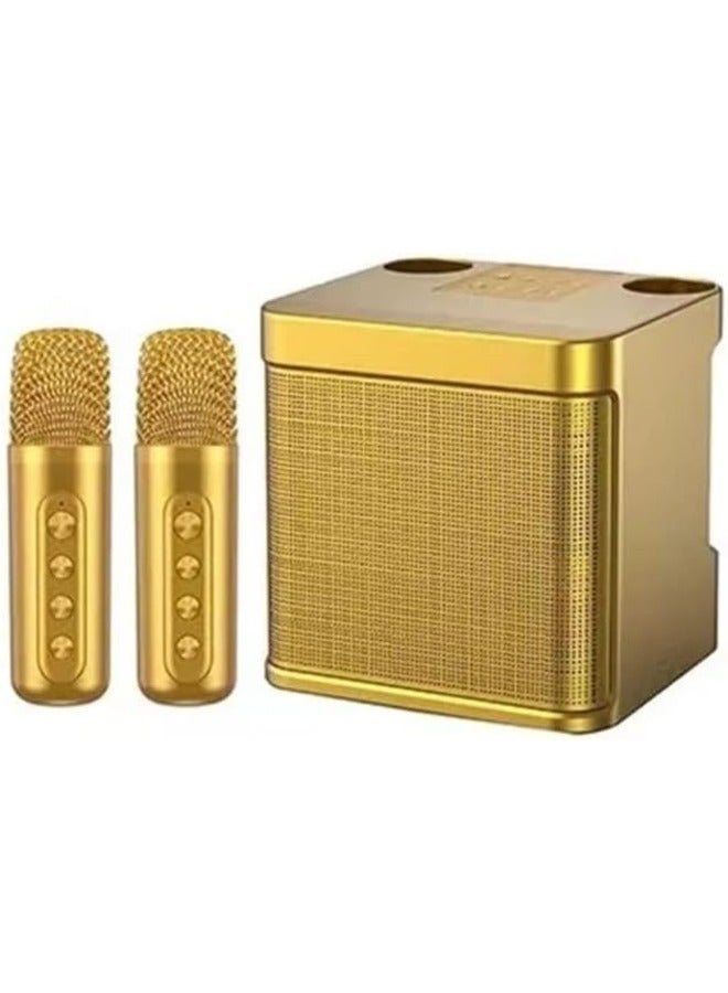 MYK YS-203 Professional Portable 100W Dual Microphone Bluetooth Smart Speaker External Karaoke Equipment Gold