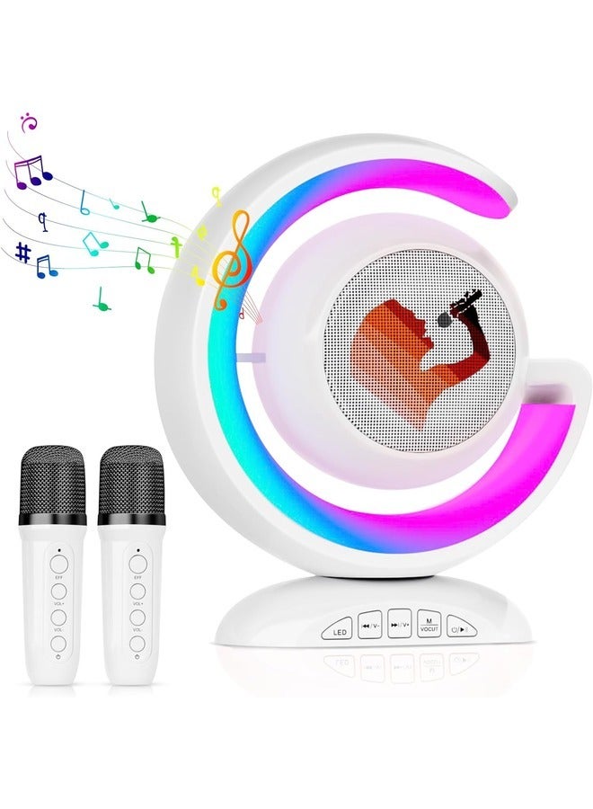 MYK Mini Karaoke Machine for Kids Adults, Portable Karaoke Machine with 2 Wilreless Microphones